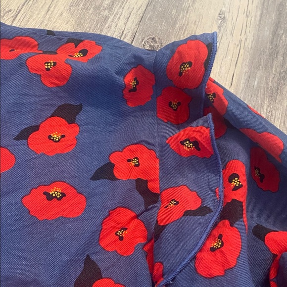 Companies Fantastica Poppy L/S Grey Red Should Ruffle Top Blouse Size Medium - Picture 10 of 11